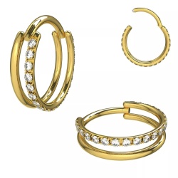 Clicker Doppio con Brillantini 1.2x10mm - Gold