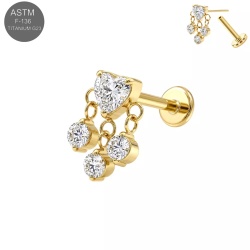 Labret con Ciondolo Cuore in Titanio 1.0x7mm - Gold