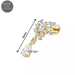 Labret in Titanio Marquise 1.0x7mm - Gold - Img 2