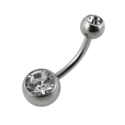 Piercing Ombelico in Acciaio Chirurgico con Gioiello Doppio Bianco 1.6 - 8mm