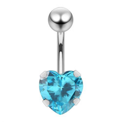Piercing per Ombelico a Cuore Aquamarine 1,6mmx10mm