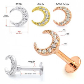 Gioiello Luna Crescente Helix Tragus Piercing Orecchio Oro - Img 2