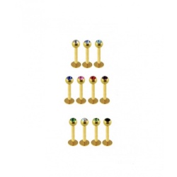 Labret Anodizzato oro 1,2ø 8mm pallina 3mm Azzurra