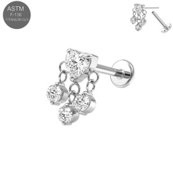 Labret con Ciondolo Cuore in Titanio 1.0x7mm - Silver