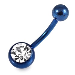 Piercing Ombelico in Acciaio con Gioiello Anodizzato Blu 1.6 - 12mm