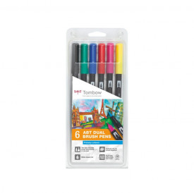 Tombow 6 ABT Dual Brush Pens - Primary Colors - Img 1