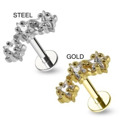 Tripla stella CZ pietra con filettatura interna 316L acciaio chirurgico - Img 2