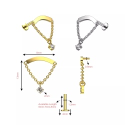 Labret con Ciondolo 1.2x7mm - Gold - Img 2