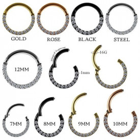 Pave Crystal Seamless Hinged Clicker Segment Ring Black 1.2x10mm - Img 2