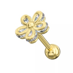 Piercing a fiore con 5 pietre gioiello 1.2x6mm Oro