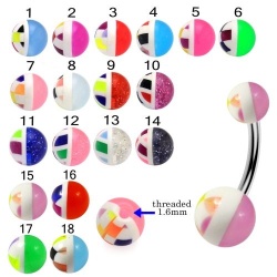Piercing Ombelico in UV Half Checker con banana in acciaio n°11