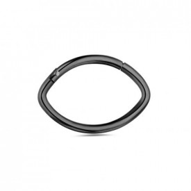 Surgical Steel Black Oval Shape Classic Hinged Segment Clicker Ring 1.2x10mm