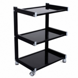 Tavolino in metallo e vetro mobile con 3 ripiani HIGH-CLASS Nero
