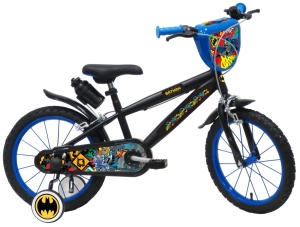 Bicicleta Denver Batman 16 inch, frana de mana pe ambele roti, claxon, sticla de apa, aparatoare noroi fata si spate, spite metalice, roti gonflabile