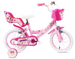 Bicicleta Denver Minnie Cutest 14 inch, frana de mana pe ambele roti, clopotel, roti ajutatoare detasabile, suport pentru papusi, cosulet transport pe ghidon - Img 2