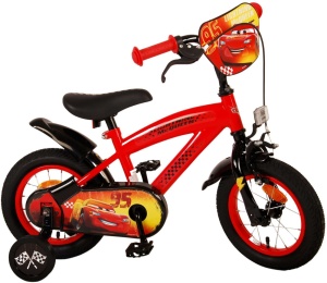 Bicicleta E&L Disney Cars 12 inch CB, frana de mana pe roata fata, scaun si ghidon reglabil, spite metalice, roti gonflabile, stopuri reflectorizante