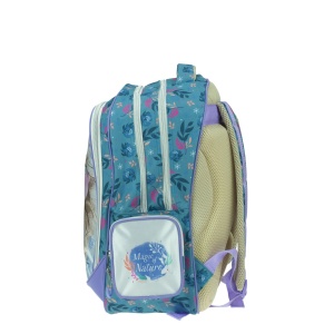 Ghiozdan scoala Disney Frozen Anna & Elsa, cu trei compartimente, buzunare laterale pentru sticla apa si bretele ergonomice