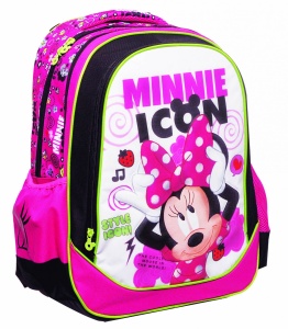 Ghiozdan scoala Minnie Icon, cu trei compartimente, buzunare laterale pentru sticla apa si bretele ergonomice - Img 2
