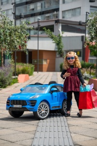 Masina electrica copii Porche Macan Turbo albastra, 12V, cu telecomanda pentru parinti - Img 5