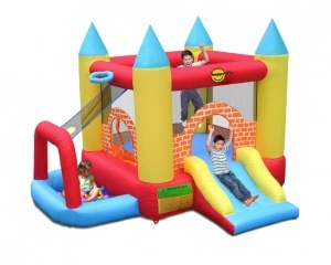Saltea gonflabila Play Center 4 in 1 cu tobogan, loc de joaca cu bile si cos de baschet