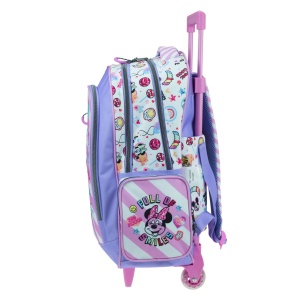 Troller scoala Minnie Stay Cool, cu trei compartimente, buzunare laterale pentru sticla apa si bretele ergonomice - Img 3