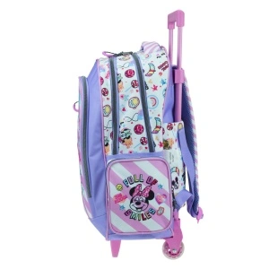 Troller scoala Minnie Stay Cool, cu trei compartimente, buzunare laterale pentru sticla apa si bretele ergonomice - Img 3