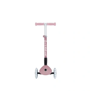 Trotineta Globber JUNIOR PLIABILA ECOLOGICA, ghidon ajustabil pe 3 nivele, roti cu lumini LED, rulmenti ABEC 9, culoare roz pal - Img 4