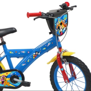 Bicicleta Denver Mickey Mouse, 14 inch, albastra, frana de mana pe ambele roti, claxon, sticla de apa, aparatoare noroi fata si spate, spite metalice, roti gonflabile - Img 4