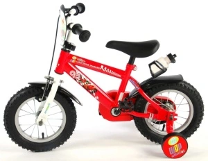 Bicicleta E&L Disney Cars 12 inch, frana de mana pe roata din fata, sticla de apa, scaun si ghidon reglabil, roti ajutatoare  - Img 7