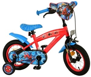 Bicicleta E&L Spiderman ND 12 inch, frana de mana pe roata fata, scaun si ghidon reglabil, spite metalice, roti gonflabile