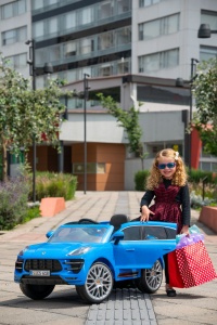 Masina electrica copii Porche Macan Turbo albastra, 12V, cu telecomanda pentru parinti - Img 6