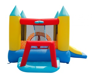 Saltea gonflabila Play Center 4 in 1 cu tobogan, loc de joaca cu bile si cos de baschet - Img 3