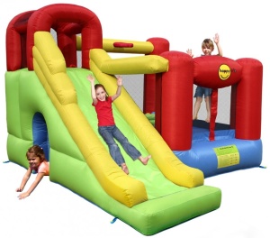 Saltea gonflabilă Play Center 6 in 1 cu spațiu de cățărat, loc de joacă cu bile, coș de baschet si tunel