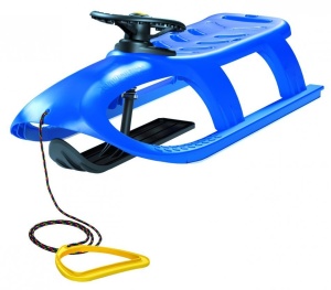 Sanie Bullet Control, albastra, copii si adulti, cu volan pentru controlul directiei, sina alunecare din otel, 102.5x40x45cm - Img 2