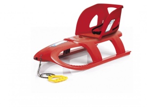 Sanie Bullet cu scaun ergonomic pentru copii, rosie, centura de siguranta, sina alunecare din otel, 102.5x40x23cm