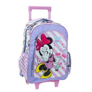 Troller scoala Minnie Stay Cool, cu trei compartimente, buzunare laterale pentru sticla apa si bretele ergonomice - Img 4