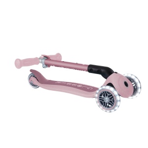 Trotineta Globber JUNIOR PLIABILA ECOLOGICA, ghidon ajustabil pe 3 nivele, roti cu lumini LED, rulmenti ABEC 9, culoare roz pal - Img 5