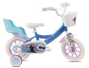 Bicicleta Denver Disney Frozen 12 inch, frana de mana pe ambele roti, clopotel, roti ajutatoare detasabile, suport pentru papusi, cosulet transport pe ghidon - Img 2