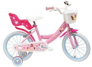 Bicicleta Denver Disney Princess 16 inch, frana de mana pe ambele roti, clopotel, roti ajutatoare detasabile, suport pentru papusi, cosulet transport pe ghidon - Img 2