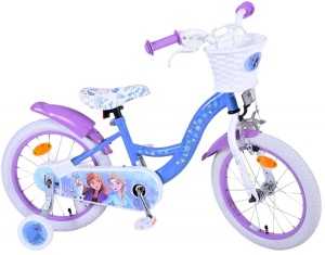 Bicicleta E&L Disney Frozen 16 inch ND, frana de mana pe roata din fata, scaun si ghidon reglabil, cosulet pe ghidon, roti gonflabile, stopuri reflectorizante