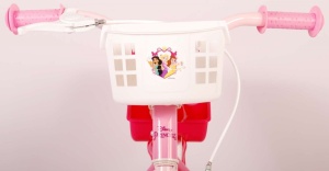 Bicicleta E&L Disney Princess 12 inch Pink, frana de mana pe ambele roti, scaun si ghidon reglabil, suport pentru papusi, cosulet pe ghidon, roti gonflabile - Img 2