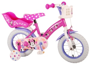 Bicicleta E&L Minnie Mouse 12 inch Cutest Ever, frana de mana pe roata fata, scaun si ghidon reglabil, suport pentru papusi, cosulet pe ghidon, roti gonflabile - Img 4