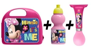 Combo set lunch box Minnie, cutie pentru pranz, sticla apa, claxon, Stamp