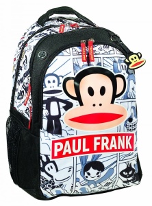 Ghiozdan scoala Paul Frank, cu trei compartimente, buzunare laterale pentru sticla apa si bretele ergonomice