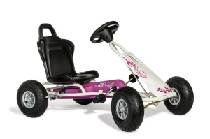 Kart Air Runner Flower, alb, scaun ajustabil, functie "free-wheel", roti pneumatice, frana de mana, volan cu sunete, 102 X 60 X h64 cm - Img 2