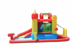 Saltea gonflabila Splash Funland cu tobogan, tun cu apa, spatiu de catarat, loc de joaca cu bile si darts - Img 2