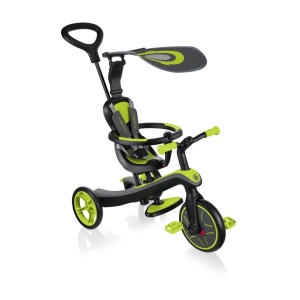 Tricicleta Globber EXPLORER 4 in 1, functie free wheel, scaun ajustabil, roti EVA, centura siguranta in 5 puncte, culoare verde