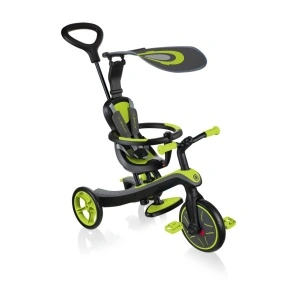 Tricicleta Globber EXPLORER 4 in 1, functie free wheel, scaun ajustabil, roti EVA, centura siguranta in 5 puncte, culoare verde