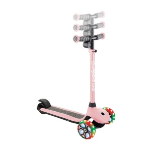 Trotineta Globber E-MOTION 4, ghidon reglabil pe inaltime, roti cu LED, motor 80W, autonomie 8-10 km, culoare roz