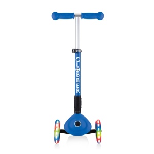 Trotineta Globber JUNIOR PLIABILA CU LUMINI, ghidon ajustabil 3 nivele, greutate maxima 50 kg, rulmenti ABEC 5, culoare albastra - Img 2
